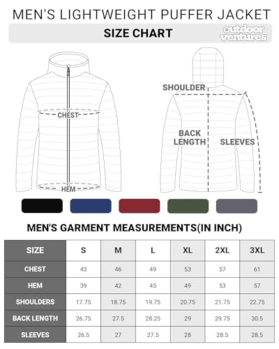 Veste matelassée légère capuche bleu marine pliable Outdoor Ventures Large