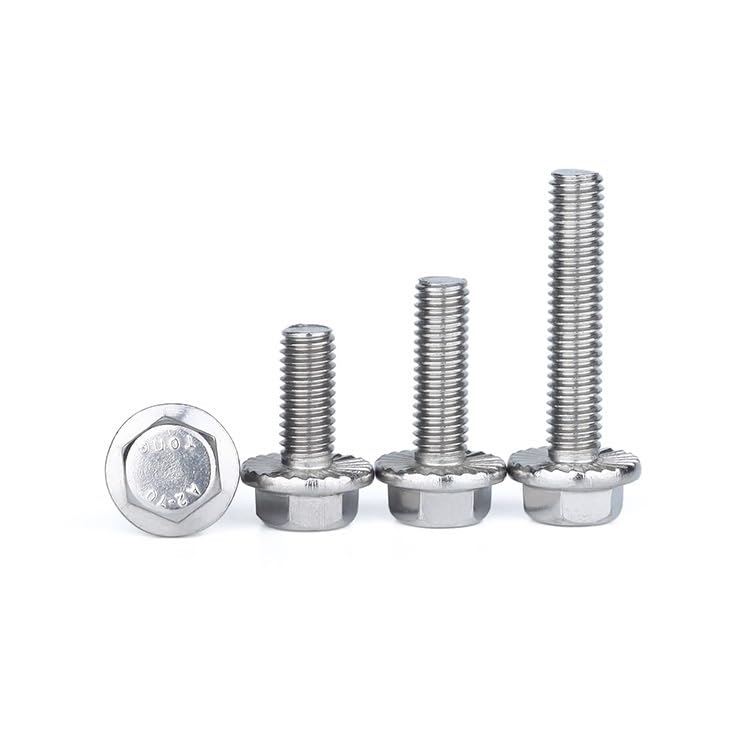 4/10 pz M5 M6 M8 M10 M12 A2-70 In Acciaio Inox 304 GB5787 Bulloni Flangia Esagonale Rondella Dentata Viti a Testa Integrata