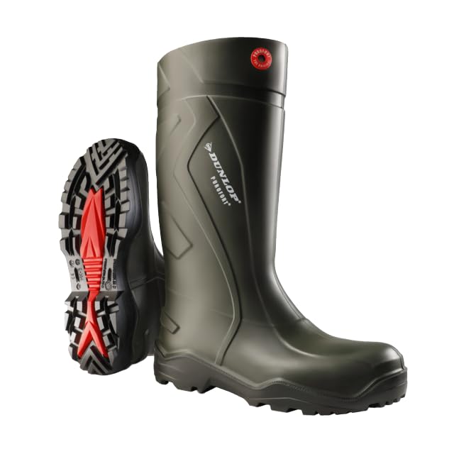 Dunlop Protective Footwear, D760933, Purofort+ Full Safety, Dunkelgrün/Rot, Größe 49 EU