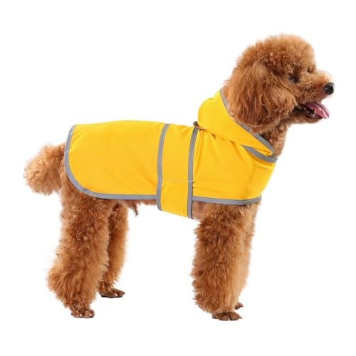 Dog Raincoat for Small Dogs Puppies Waterproof Jacket Hooded Rain Coats with Reflective Strips Leash...