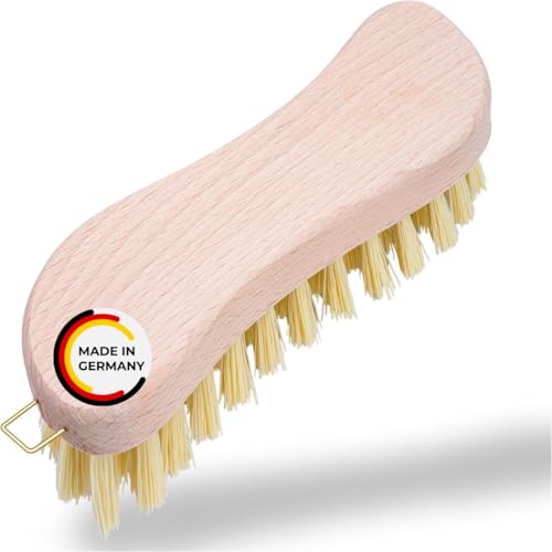 Peggy Perfect Scheuerbürste, Reinigungsbürste, Hand Schrubber aus zertifiziertem Buchenholz. Ergonomischer Griff in S-Form und hartem, dichtem Kunststoffborsten Besatz - In- & Outdoor. Made in Germany