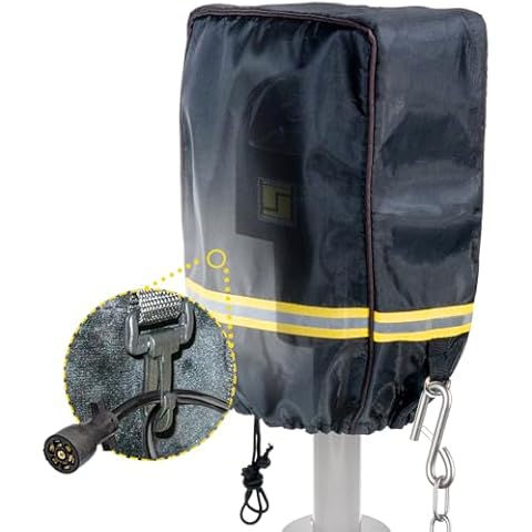 LEADBRAND RV Electric Tongue Jack Head Cover - with A Hook Inside, Upgraded Thickened, Enhance Visibility, Stay Dry and Secure with Adjustable Drawstring Cover