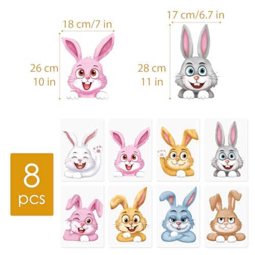 Fensterbilder Ostern Doppelseitig Hasen Schmetterling Fensteraufkleber Fensterdekoration Wiederverwendbar Fenstersticker Fenster Aufkleber Deko Frühling für Glas Kinderzimmer (Bunt Hasen)