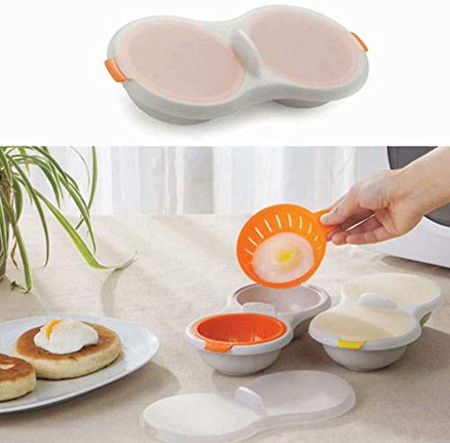 Microwave Eggs Poacher, 2 Cavity Microwave Egg Cooker, Perfect Poacher Microwavable 2-Cup Egg Poacher Cooking Kitchen Tools, Pack Of 2 #TOP1