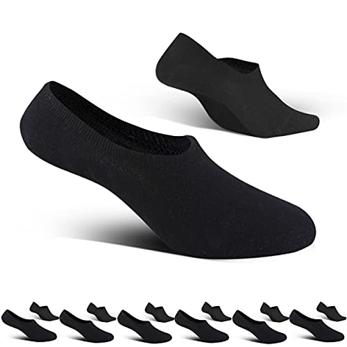 Leotruny 6 Pairs Men No Show Socks Casual Cotton Loafer Non Slip Low Cut Socks (Shoe Size: 9-11, C02-Black)
