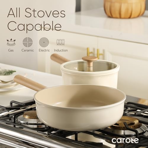 Carote Ceramic Pots And Pans Set, 14Pcs Cookware Set, Non-Toxic Healthy Non Stick Cooking Set thumb #5