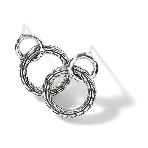 Classic Chain Hammered Silver Interlinking Earrings #TOP2