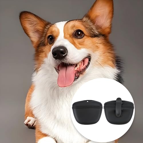 katmerio Silikon Hundeleckerli Beutel aus Silikon Snack Tasche für Hundetraining Kleine Trainingstasche mit magnetischem Verschluss und Taillen Clip