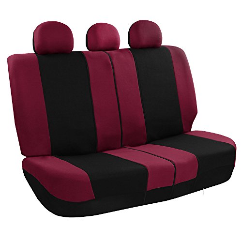 Image of FH Group Car Seat Covers Rear Set Cloth - Universal Fit Automotive Seat Covers, Low Back Front Seat Covers, Solid Back Seat Cover, Washable Car Seat Cover for SUV, Sedan and Van Burgundy
