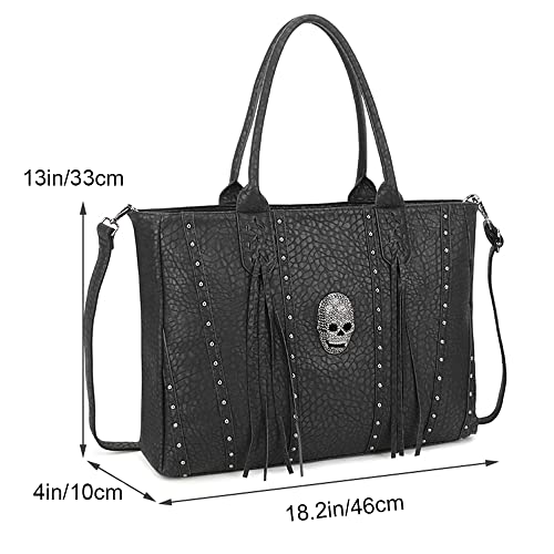Downupdown Tote Bags for Women Skull Briefcase Vegan Leather Purse Laptop Business Handbags Large Top Handle Bag Cool Lady2