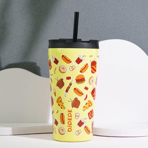 Image of BJPKPK 30 oz Coffee Tumbler with Straw, Insulated Stainless Steel Cup