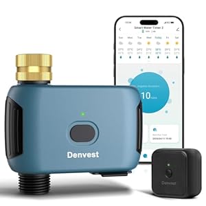 WiFi Water Timer with Brass Inlet, 1 Zone Smart Sprinkler Timer for Garden Hose Faucet, Hose Timers with WiFi Hub, Up to 20 Watering Plans, APP & Voice Control, Compatible with Alexa