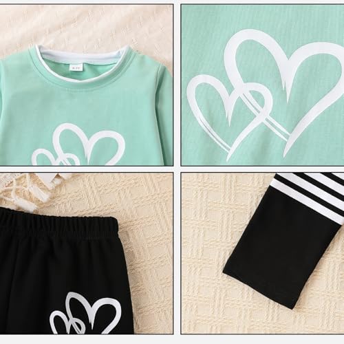 Image of OLMRJKD Kids Toddler Girls Clothes Figure Graphic Drop Shoulder Top Pullover Spotted Print Pants Fall Winter Outfit Set