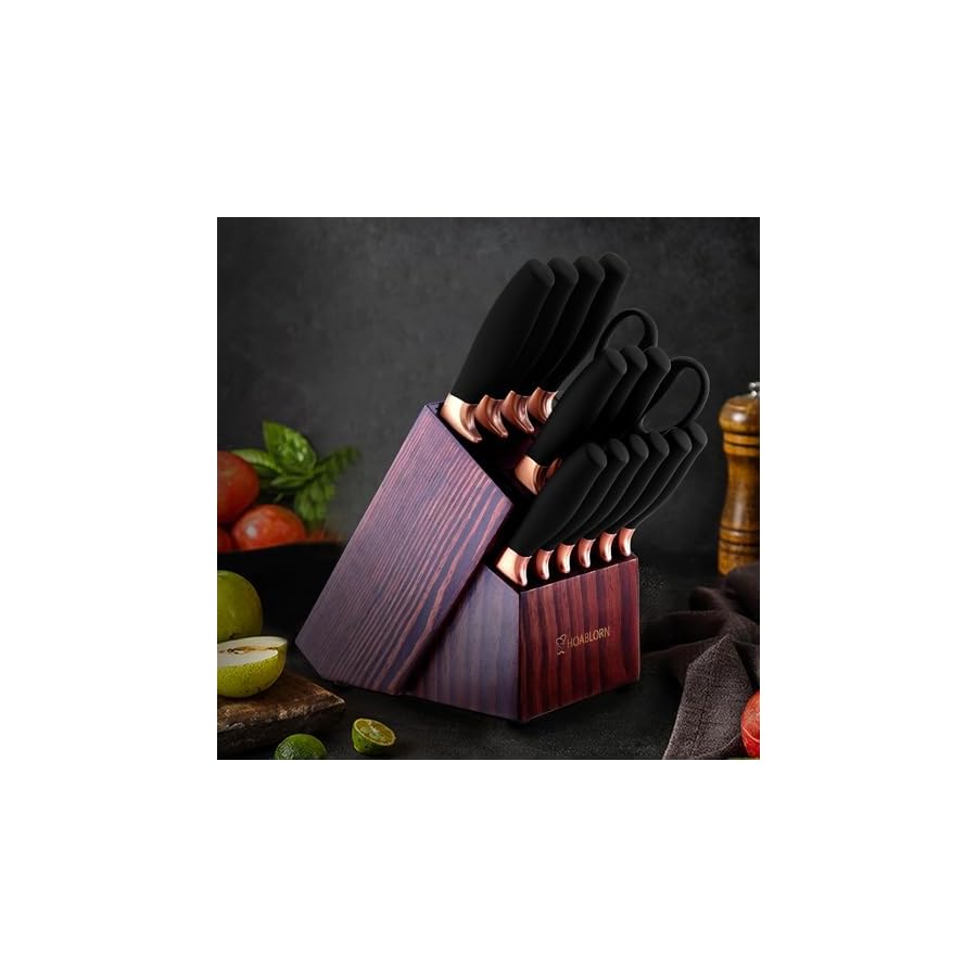 Kitchen-Knife-Set-with-Block-Professional-Stainless-15pcs-Knife-Sets-with-Built-In-SharpenerKnives-Set-with-Wooden-Block-For-Chefs-Family Kitchen Knife Set with Block, Professional Stainless 15pcs Knife Sets with Built-In Sharpener,Knives Set with Wooden Block For Chefs Family