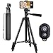 Retoo Aluminiowy statyw do smartfona 4 w 1 z pilotem zdalnego wyzwalacza Bluetooth, wysokość 110 cm, lekki statyw tripod na telefon komórkowy, aparat fotograficzny, kamera sportowa, w zestawie osłona, kompatybilny z iPhone, Samsung, Huawei, Gopro
