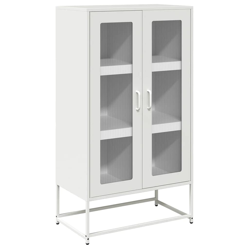 Highboard blanco para renovar tu salón, armario de almacenamiento moderno y funcional de acero