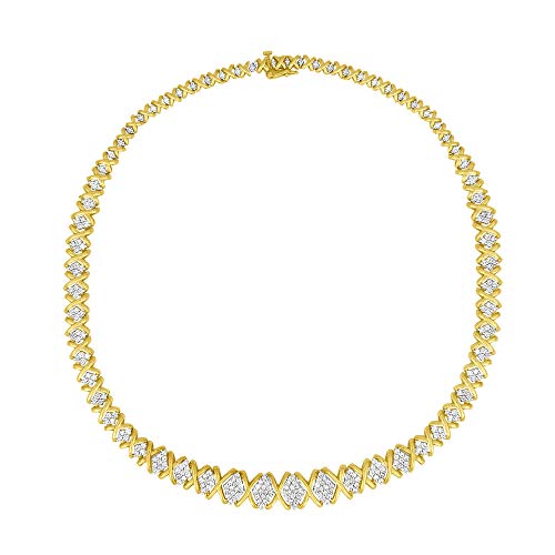 Haus of Brilliance 10K Yellow Gold 4 cttw Brilliant Round-Cut Diamond Graduating Riviera Statement Necklace (H-I Color, I2-I3 Clarity)