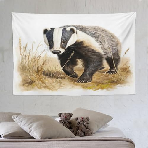 Tapis mural esthétique tapisserie artistique blaireau PAZZK