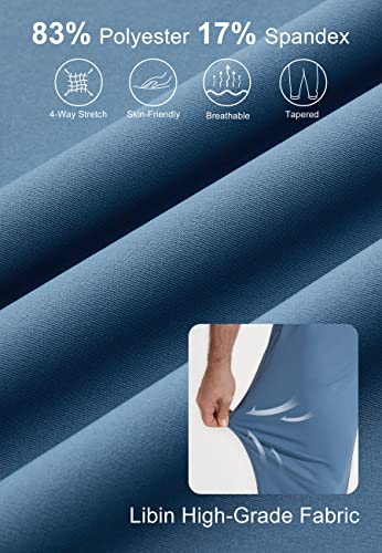Libin Men's Joggers Pants With Zipper Pockets Stretch Tapered Sweatpants For Men Golf Traning Athletic Track Running Workout Travel Casual, Plateblue, L #TOP1