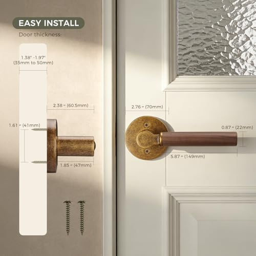 Aassiantek Walnut Wood Door Lever (2, Aged Brass, Dummy) by Aassiantek - Used condition - Image 2