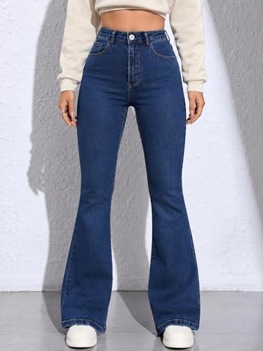Image of Vogaan Women's High Waist Jeans || Flared Bell Bottom Bootcut Pants || Wide Leg Denim - Perfect for Travel, Party & Everyday Use