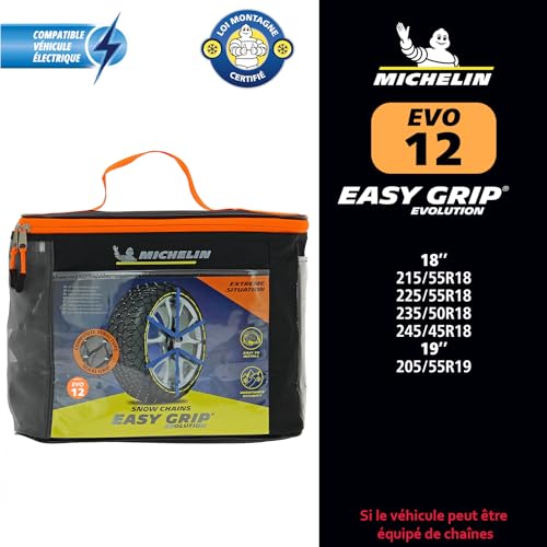 MICHELIN EASY GRIP EVOLUTION 12 Schneekette Auto Textilschneekette 2 Stück | Reifen Schneekette Ultraleistungsfähig Einfache Handhabung