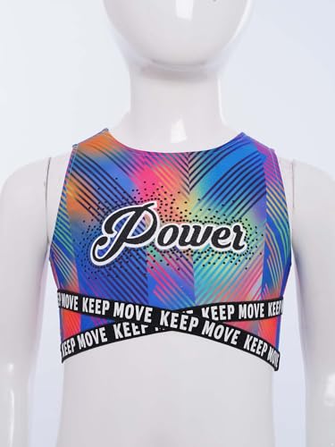 TiaoBug Kids Girls Stylish Print Sports Gymnastics Vest Sleeveless Dance Crop Top Ice Skating Yoga Tanks3