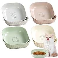 Facaihy 10 Stück Katzennapf,Katzennapf flach,Futternapf Katze,Quadrat Katzennäpfe, Katzen Futternapf Bunte,Katzen Napfset für Trockenfutter und Nassfutter