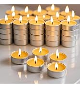 24 Pack Beeswax Tea Candles in Aluminum Cup, 4 Hours Burn Time, Natural Beeswax Tealight Candles ...