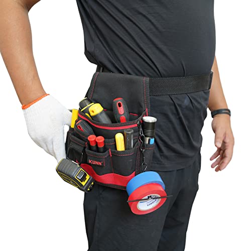 Electrician Tool Pouch - Durable Small Basic Maintenance Tool Pouches With Tape Thong,Tool Belt,Red #TOP6