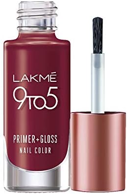 Lakmé 9 to 5 Primer + Gloss Nail Colour, Red Alert, 6 ml