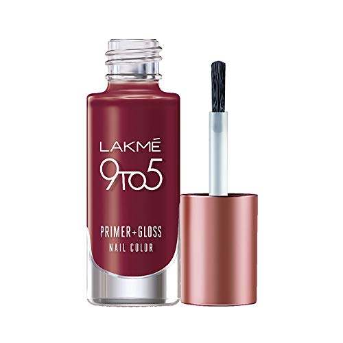 Image of Lakme Jewel Sindoor, Maroon, 4.5ml & Lakme 9 to 5 Primer + Gloss Nail Colour, Red Alert, 6 ml