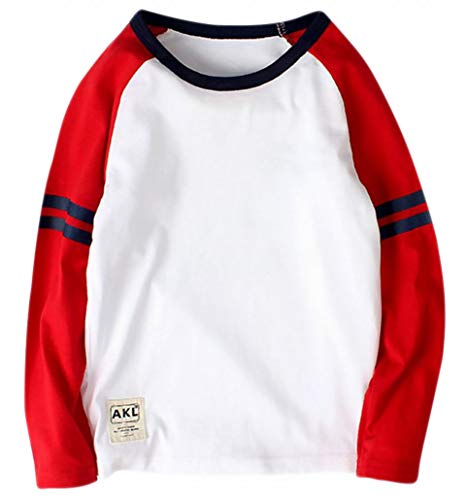 Plus Nao(プラスナオ) Tシャツ カットソー 長袖 ラウンドネック ラグラン袖 子供用 キッズ トップス 丸首 丸襟 カジュアル ライン入り シン ホワイト 160cm