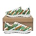 Vuriqeby Men Fashion Sneakers Green Lucky Clover Light Breathable Mesh Shoes Elastic Shock Absorption EVA Sole Snow Sneakers for Golf US 10 White Sole
