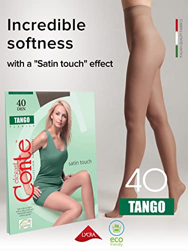 Image of Conte Tights Sheer to Waist Pantyhose with Satin Silky Touch Effect, Tango 40 Den