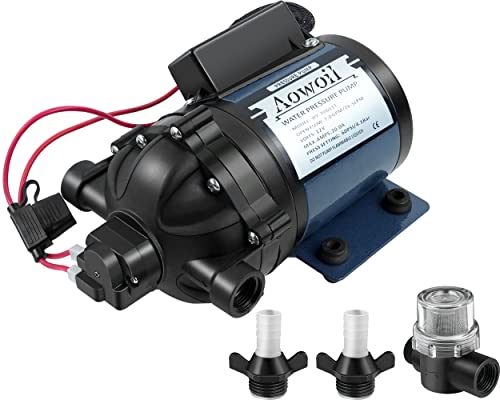 12V Water Pump, 7Gpm, 60 Psi, 𝐃𝐢𝐚𝐩𝐡𝐫𝐚𝐠𝐦 𝐏𝐮𝐦𝐩 With 1/2" Fnpt Port, Hy-70601T, With Filter And Adapter, Black. #TOP7