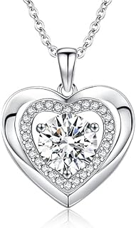 Moissanite necklace for women, 1-3 carat moissanite heart necklace with"I LOVE YOU"S925 sterling silver jewelry necklace,birthday gifts for wife, also a holiday gifts for girlfriend, mother, daughter