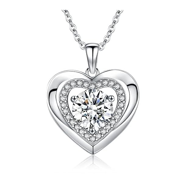 Moissanite necklace for women, 1-3 carat moissanite heart necklace with"I LOVE YOU"S925 sterling silver jewelry necklace,birthday gifts for wife, also a holiday gifts for girlfriend, mother, daughter
