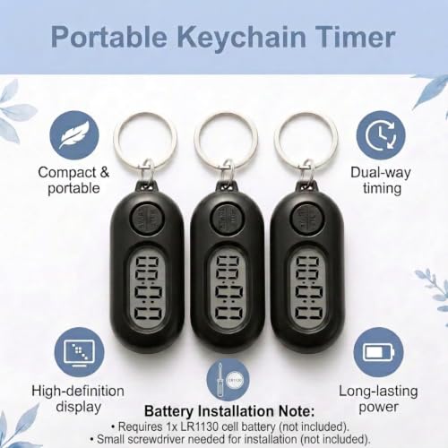 3 Pack Mini Cronómetro de Llavero, Cronómetro Digital de Bolsillo y Reloj de Cuenta Regresiva miniatura 5
