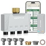 Unistyle Bewässerungscomputer WLAN 4 Ausgänge | Neuauflage 2026 – App-Steuerung, 5 Bewässerungspläne, Präzise Steuerung, Alexa-Sprachsteuerung, Automatische Bewässerung für Garten & Pflanzen
