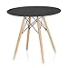 Homede Stół Kuchenny Ø 60 cm Płyta MDF Drewniany Okrągły Czarny Tebe