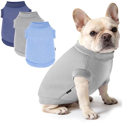 BAOBICUTE 3 Pack Dog Shirt for Small Supplies Functional Waffle Dog Clothes Warm Soft Sweatshirt Outfit for Dogs Cats Pet Apparel