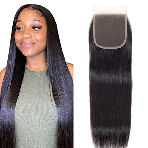 5X5 HD Transparent Lace Closure 18 Inch Brazilian Straight Virgin Human Hair HD Transparent Lace Front Closure Pre Plucked With Baby Hair For Black Women Natural Color 18 inch