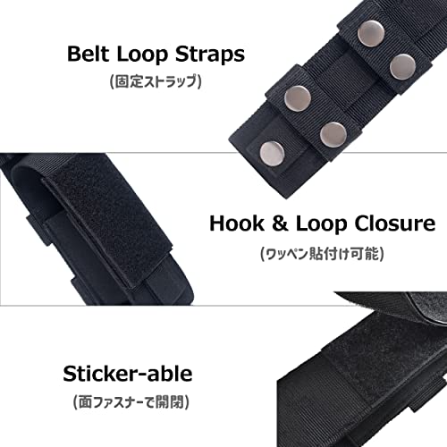 Azarxis Flashlinght Pouch Holster, Tactical Flashlight Torch Carry Case Belt Holder Molle Mini Scissor Folding Knife Bag (Black - Style C) #TOP2