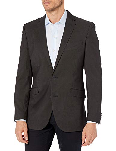 Kenneth Cole REACTION Men's Techni-Cole Stretch Slim Fit Suit Separate, Black Pindot, 42Wx32L