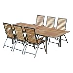 ALEOS Gartengarnitur Teak & Edelstahl mit Ausziehtisch