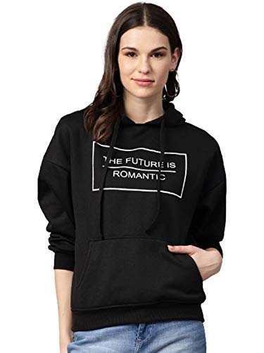 Image of pluss Women Black Solid Hood(LSWFS8642-BLACK)