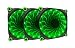 APEVIA 312L-DGN 120mm Silent Black Case Fan with 15 x Green LEDs & 8 x Anti-Vibration Rubber Pads (3 Pk)