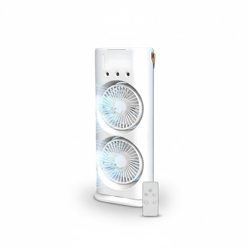Drumstone TopRated 𝟏𝟓𝐘𝐫 𝐖𝐚𝐫𝐫𝐚𝐧𝐭𝐲 Portable Tower Mist Spray Fan, Remote Controlled 3-Speed Cooling Fan with Built-in LED Light – White, Timer Oscillation Quiet Adjustable Airflow-image-30
