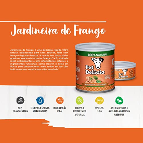 Pet Delícia Jardineira Grain-Free de Frango Natural 320g Pet Delícia Raça Adulto, Sabor Frango 320g